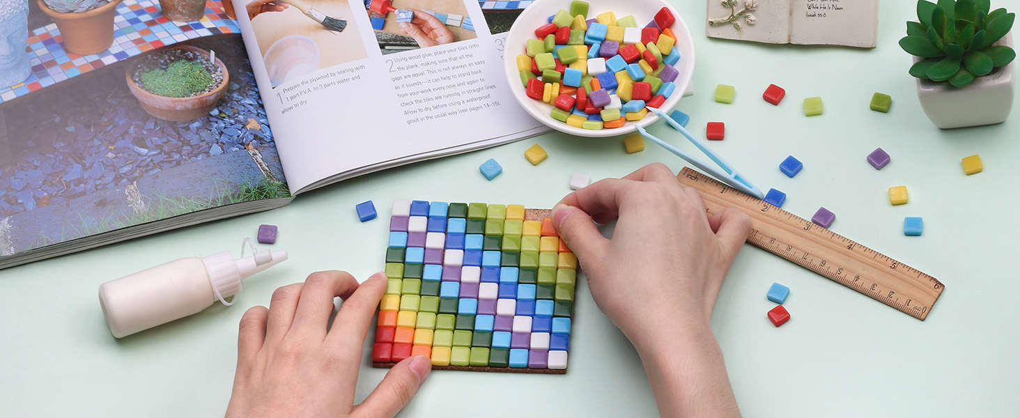 Wq Warmqing Blue Mosaic Tiles for Crafts, 200g Square