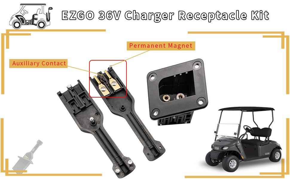 Driveup EZGO TXT Medalist 36V PowerWise Charger Receptacle and W/Handle Plug Fits