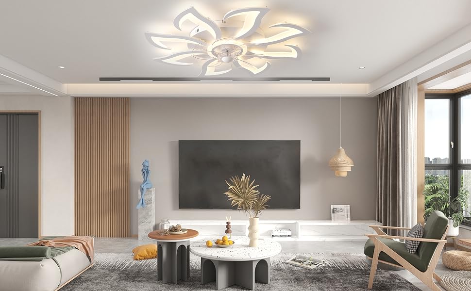 Modern ceiling fan with lighting for living room, bedroom, kitchen