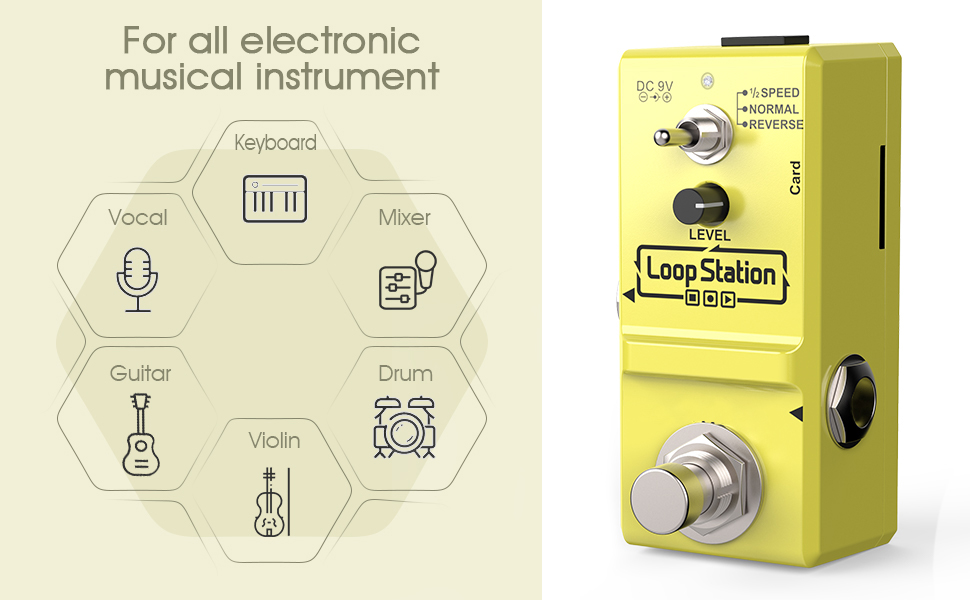 Btuty Guitar Looper Effect Pedal 3 Working Modes 10 Minutes Recording