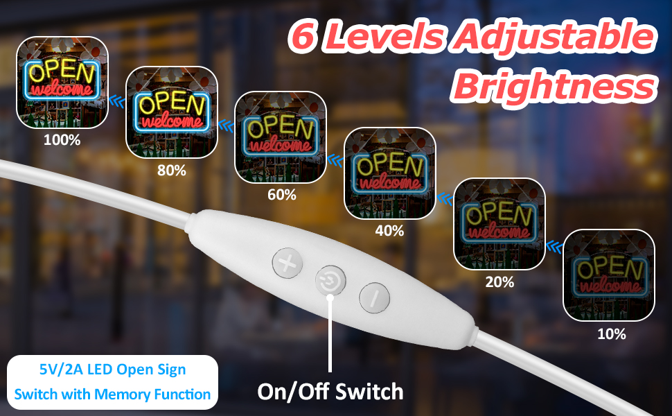 6 levels adjustable brightness