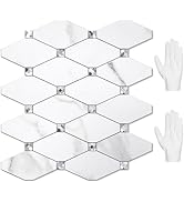 STICKGOO 10 Sheets Peel and Stick Backsplash, Calacatta Stick on Aluminum Composite Tiles Stikers...