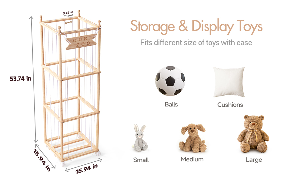 Toy organizer for different size dolls