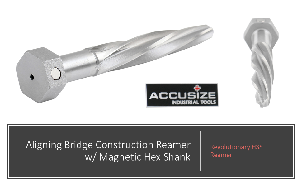 Accusize Industrial Tools 13/16 inch Bridge Reamer, Hex Shank