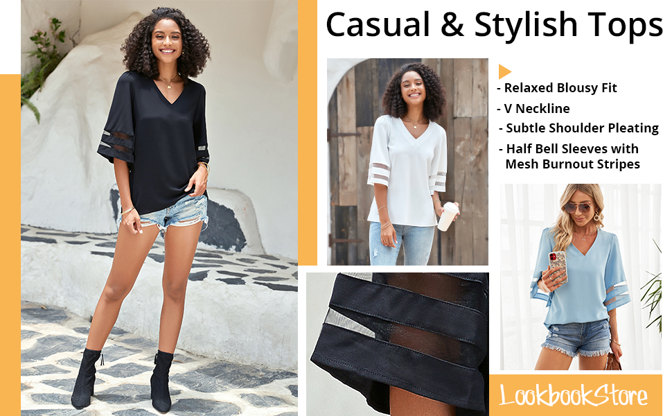 v neck tops for women