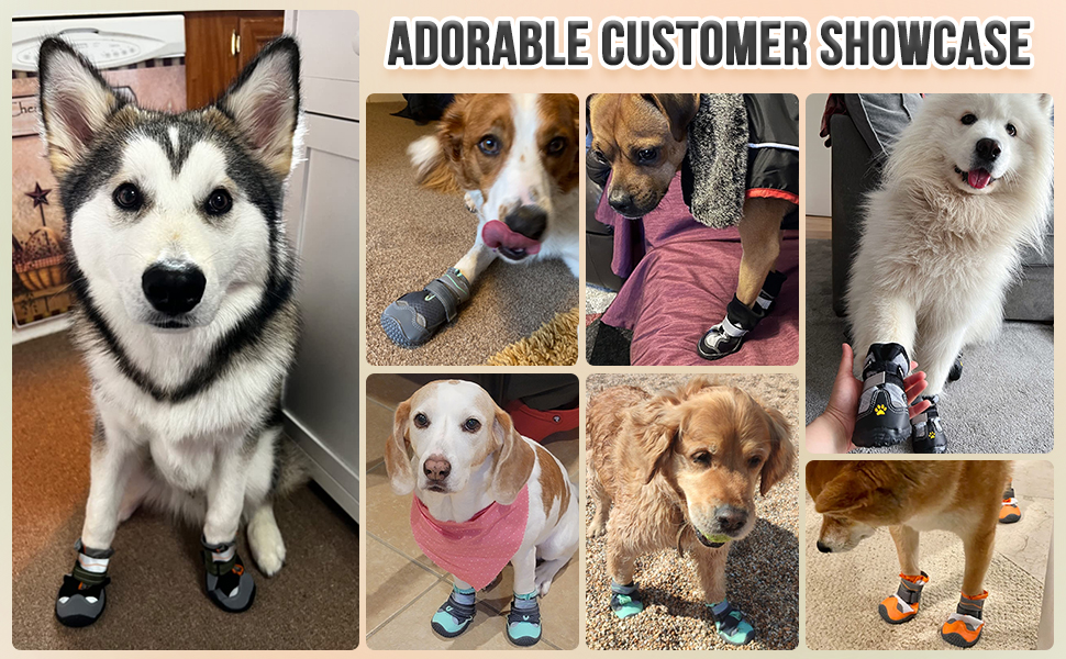 AUTOWT Dog Boots, 2 PCS Outdoor NonSlip Breathable Waterproof Rubber