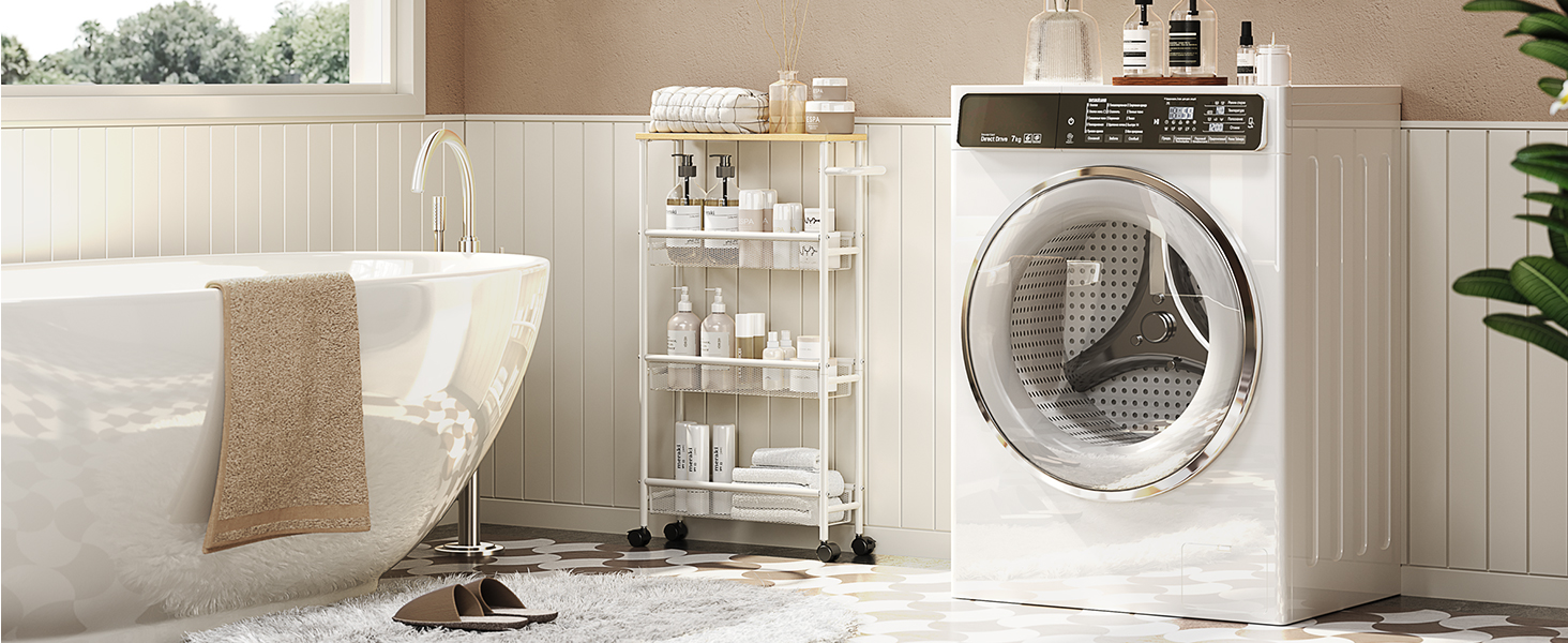 KINGRACK Slim Rolling Storage Cart, 4 Tier Narrow Utility