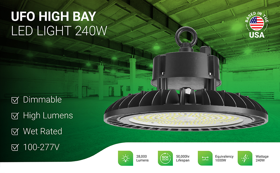 Sunco Lighting UFO LED High Bay Light, Lighting for Warehouse, 5000K