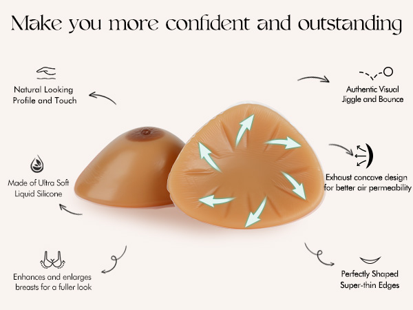 Vollence One Pair C Cup Triangle Silicone Breast Forms Fake Boobs For Mastectomy Prosthesis Crossdressers Transgender Bra Enhancer Inserts In | Whizz Pads & Enhancers