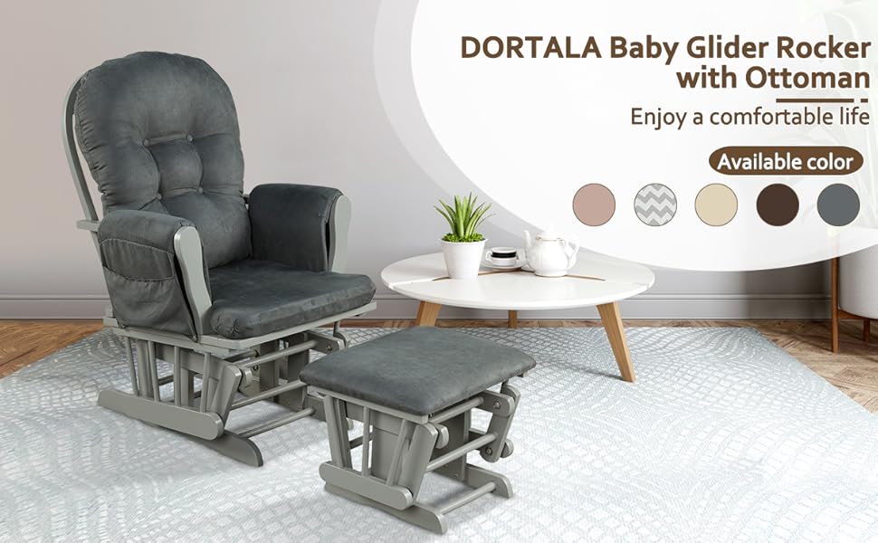DORTALA Baby Glider Rocker with Ottoman, Multiposition