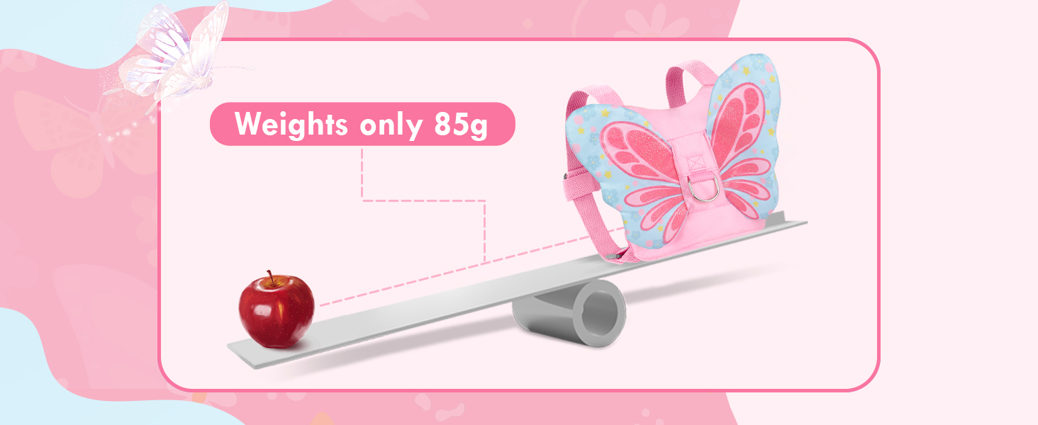 girl toddler leashes harness wrist link backpack, baby leash pink butterfly leash for kids