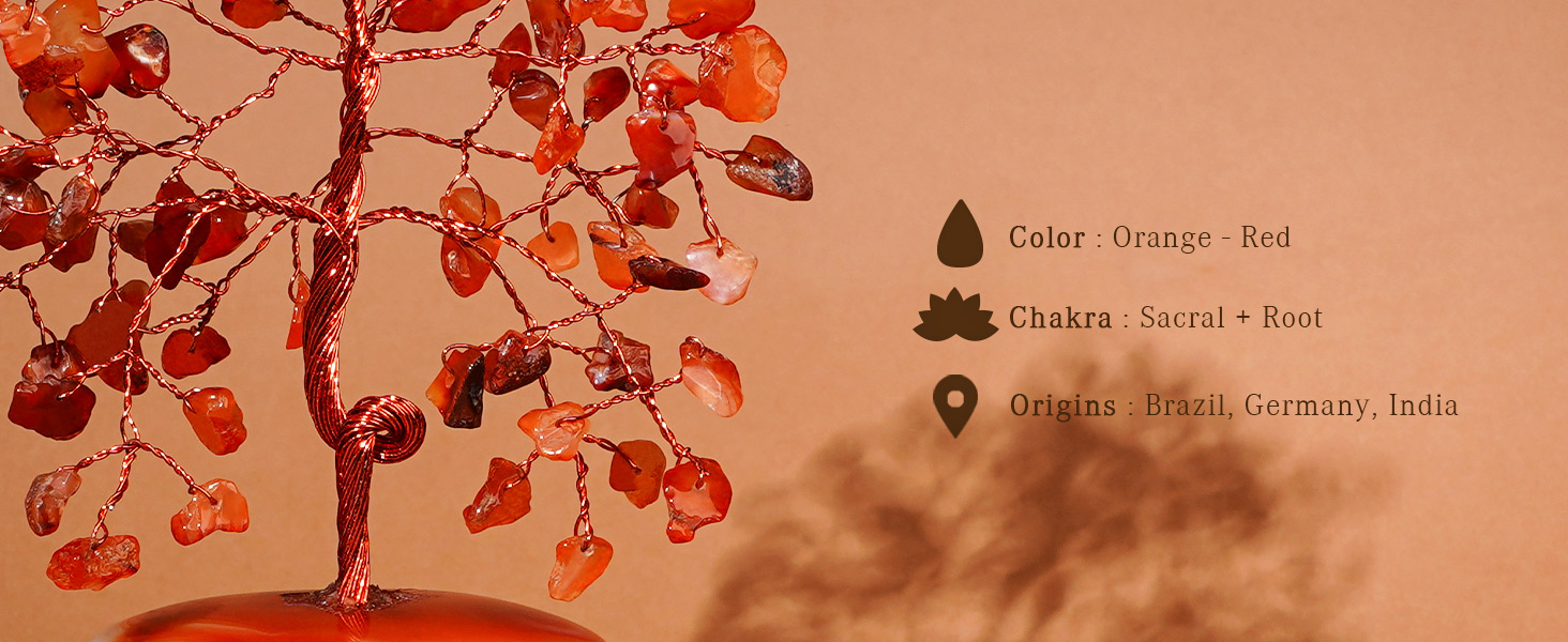 carnelian crystal tree for home office decor and gifts for womens