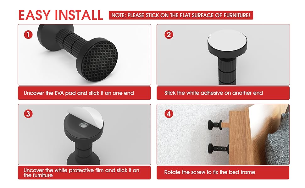 KARINA QURATZ 4pcs Bed Stoppers for Headboard Adjustable