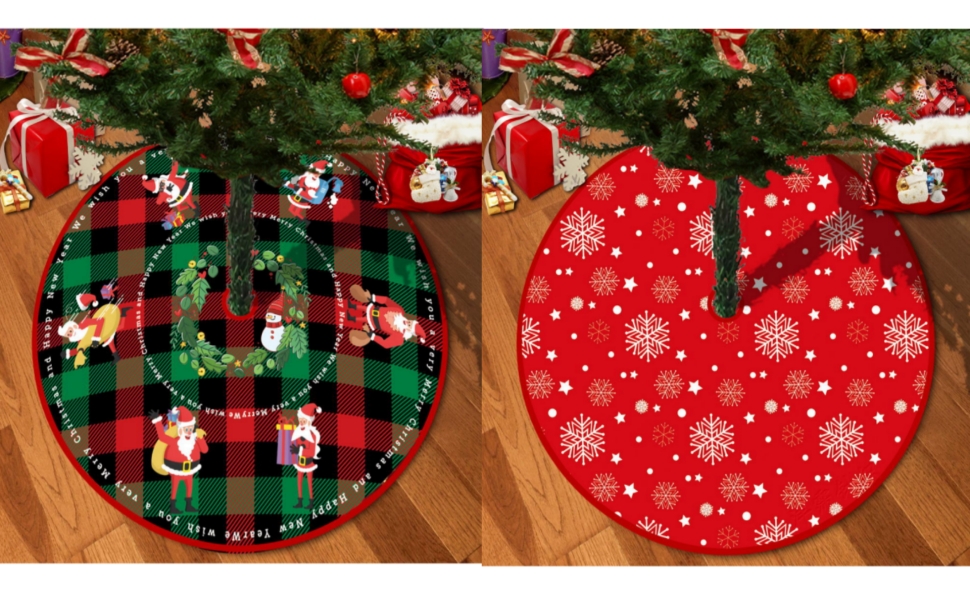 Red Christmas Tree Skirt, Xmas Tree Ornaments, Xmas Soft