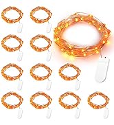 Brizled Orange Fairy Lights, 12 Pack 20 LED Orange Halloween Lights, 6.56ft Battery Halloween Str...