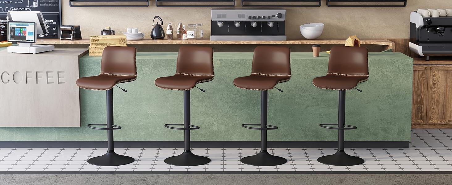 HeuGah Swivel Bar Stools Set of 4, Counter Height Bar