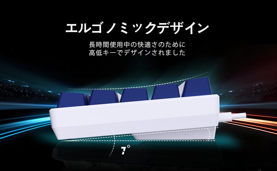 Amazon | abucow 68キーのメカニカルゲーミングキーボード、青い