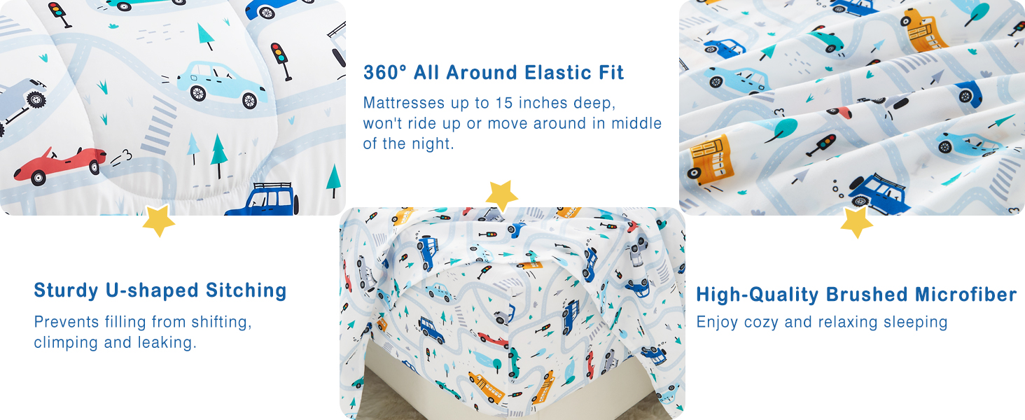 Mooreeke Bed in a Bag for Kids Boys Teens, 6 Pieces Twin