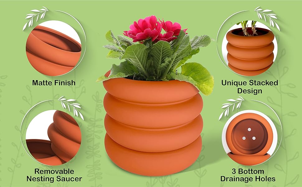 Ceramic Ring Planter Showing Benefits of Drainage Holes and Included Removable Saucer