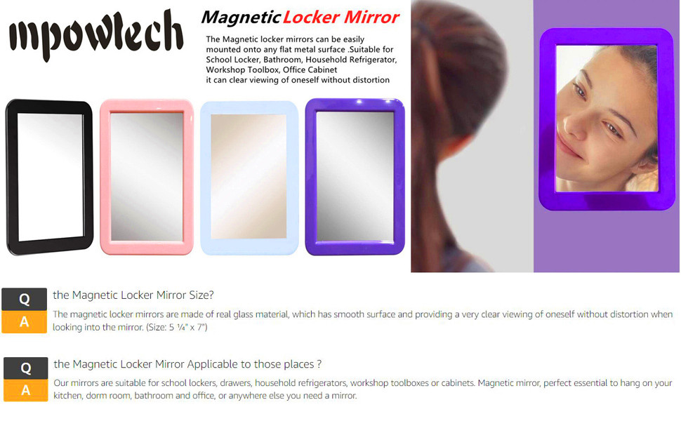 Lightweight Magnetic Locker Mirror,Magnet Mirror for School Locker,Iocker Mirror Magnetic