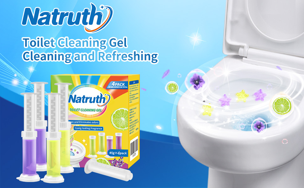 NATRUTH Toilet Cleaning Gel, 4PCS Toilet Gel Stamp Lavender and Lemon Fragrance 36 Dose, Keep