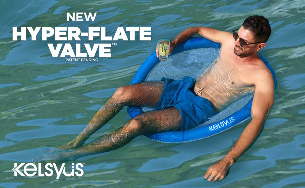 Kelsyus Premium FloatARound Portable Hammock Chair with Fast Inflation, Inflatable Fabric