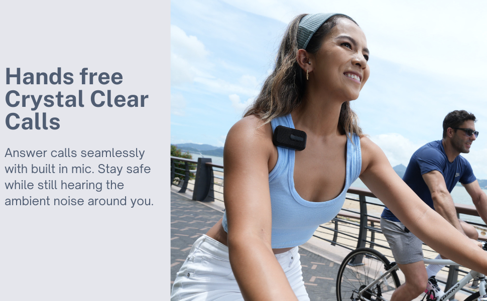Hands free crystal clear calls. Wearable bluetooth speaker