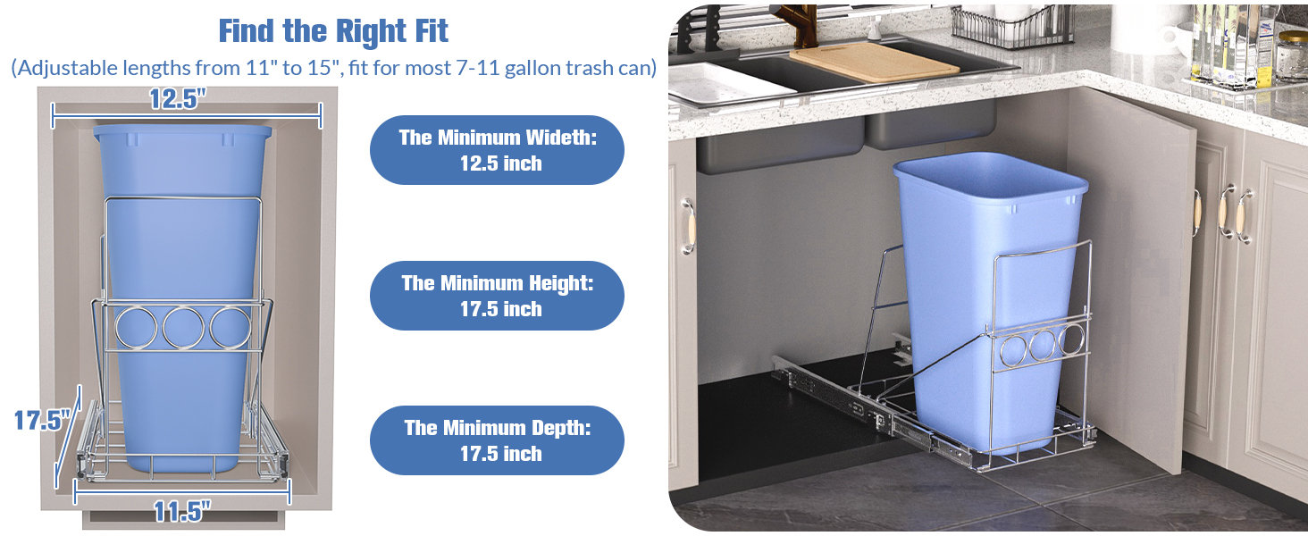 Pull Out Trash Can Under Under Sink Trash Can
