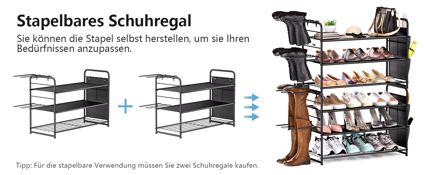 Stapelbares Schuhregal Sie können die Stapel selbst herstellen, um sie Ihren Bedürfnissen anzupassen