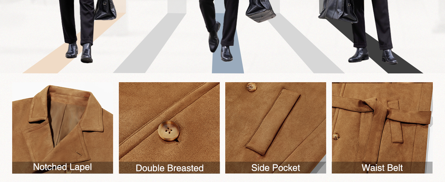 Suede trench coat mens
