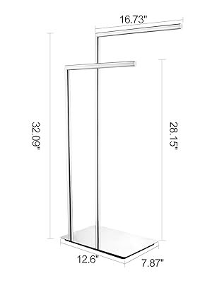Freestanding Towel Rack for Bathroom Bath Towel Holder Standing on Floor Double Towel Bar Brass 