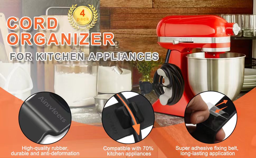 Cord Organizer for Kitchen Appliances, two sizes 4 Pack