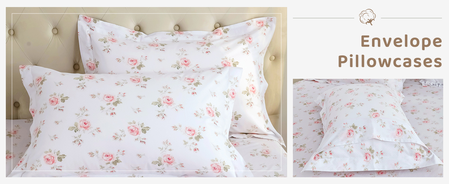 QSH Floral Queen Size Sheet Sets Shabby Vintage Chic Rose