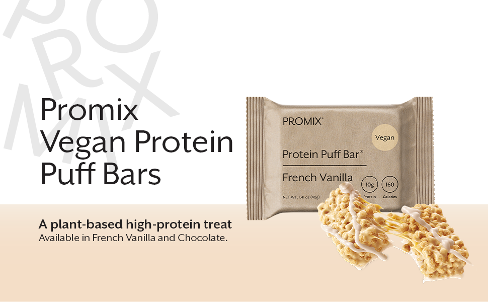 Promix vegan protein puff bars low calorie high protien snack carbs breakfast meal replacement paleo