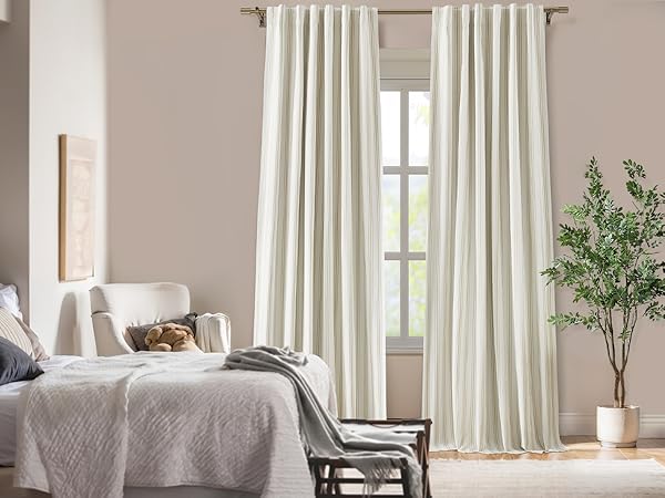 Amazon.com: ZJDECOR 84 Inches Striped Full Blackout Curtains