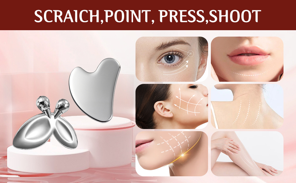 Gua Sha Facial Tools and Face Roller Set