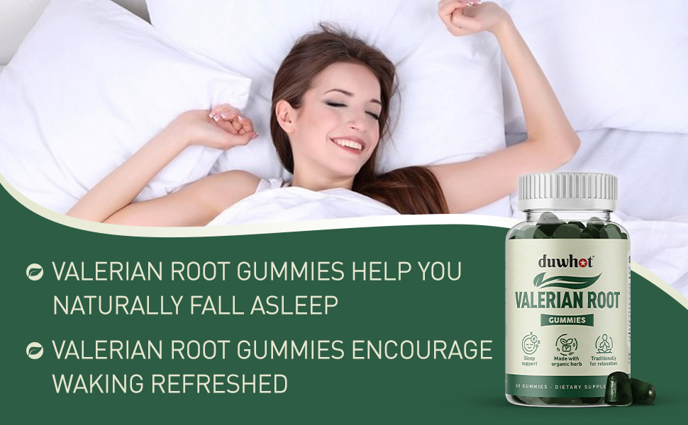 duwhot Melatonin Free Valerian Root Gummies, Chewable
