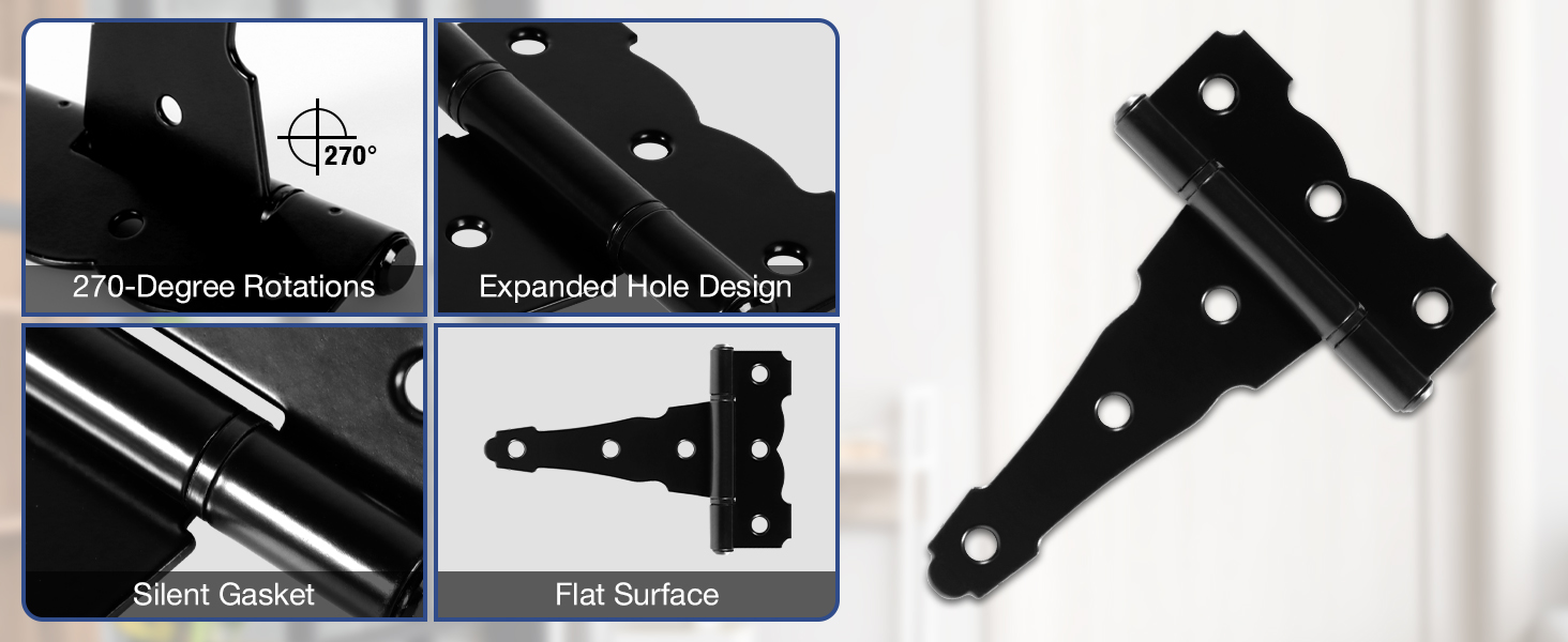 6 pk black matt door hinges