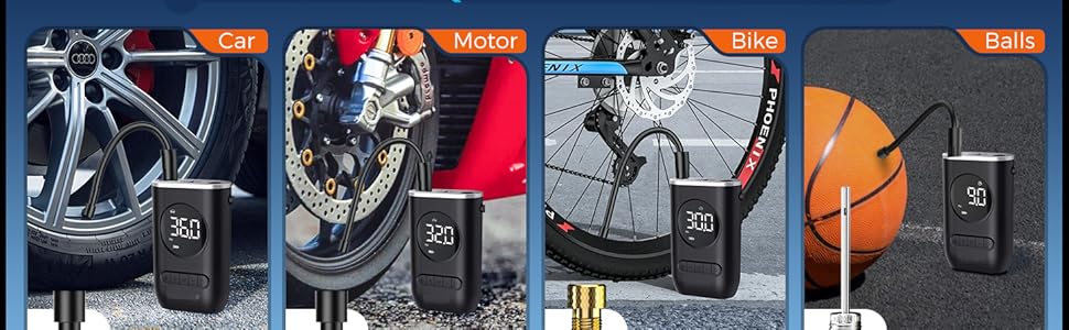 UZELIA Inflador de Llantas Portátil, 150 PSI Compresor de Aire Portatil, con Batería