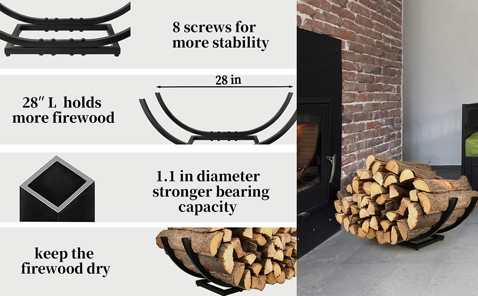 Curved Firewood Rack Firewood Holder Heavy Duty Curved