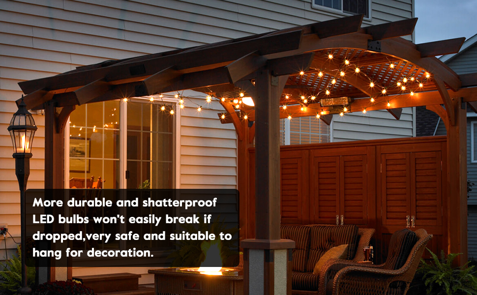 Brightown Outdoor String Lights 30FT LED G40 Globe Patio Energy