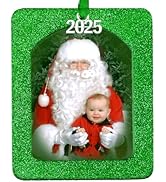 2025 Photo Ornaments for Christmas Tree, Sparkly Glitter Christmas Frame Ornament, Easy-Load Magn...