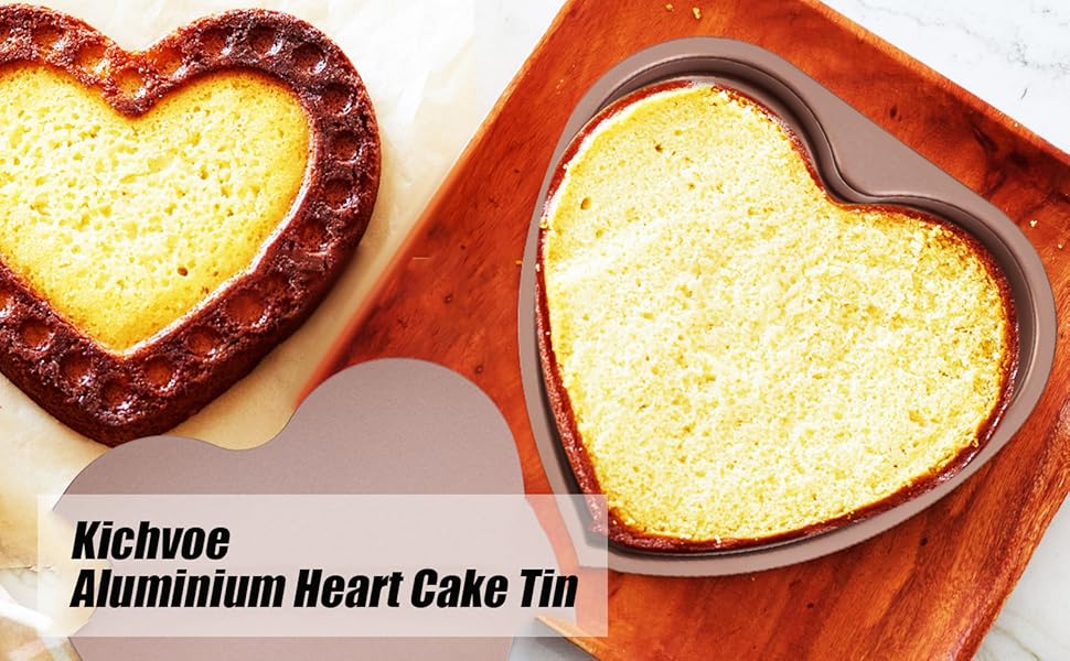Kichvoe 1 Set Heart Cake Tin Heart Shaped Cake Tin Pan with Removable Bottom 8inch Aluminum Non