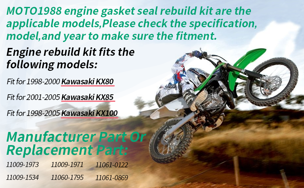 Complete Engine Gasket Seal Rebuild Kit For Kawasaki KX80