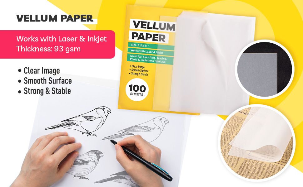 Vellum Paper 8.5 x 11 Translucent Printable (100 Sheets