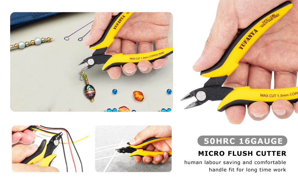 YUFANYA 5PCS Flush Cutters,Wire Cutters for Side Cut,Nut Cut