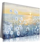 LSXARTQQ Blue Floral Wall Art