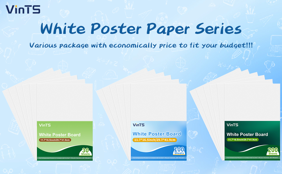 30Pcs Poster Board VinTS 11.7x16.5 Inches White Poster
