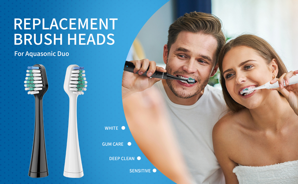 Replacement Toothbrush Heads for AquaSonic Duo and Home