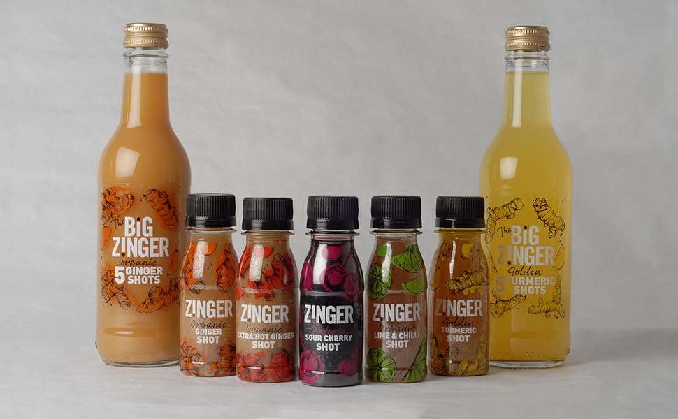 Zinger ginger shot (Pack of 15 x 70ml). Organic plant based shot with